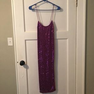Lulus long purple sequin dress NWT